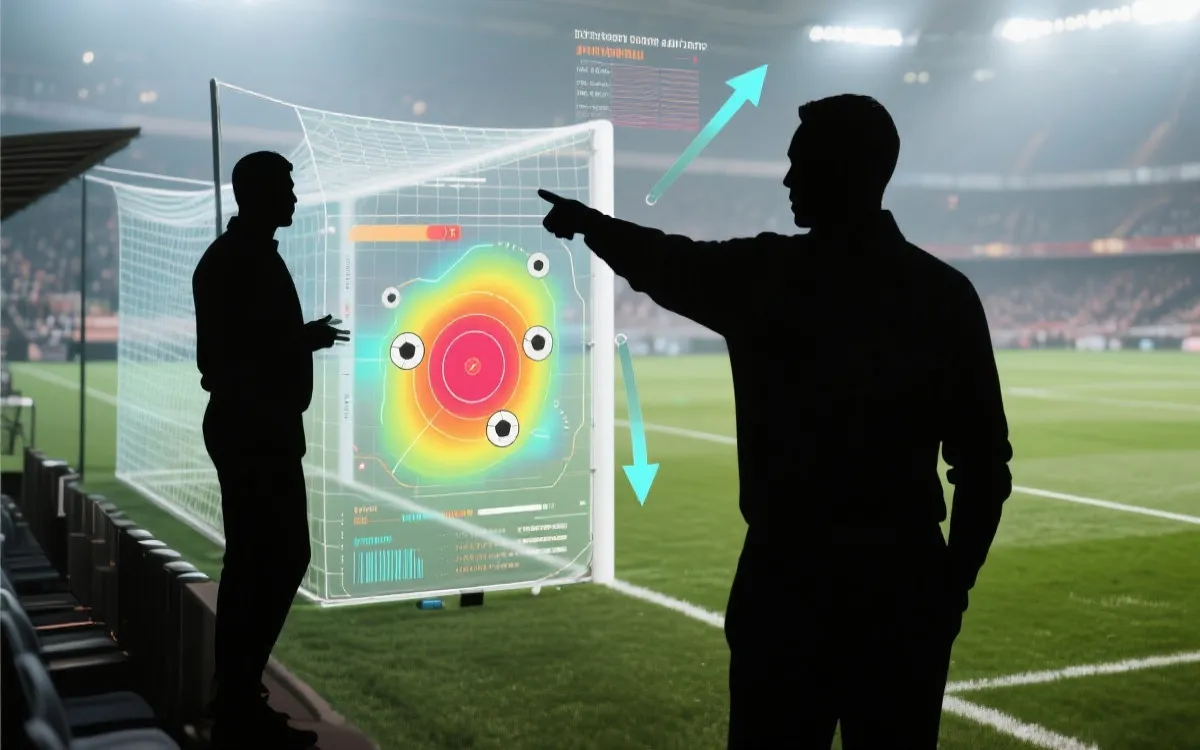 教练在场边指挥与球员跑位叠加的数据可视化